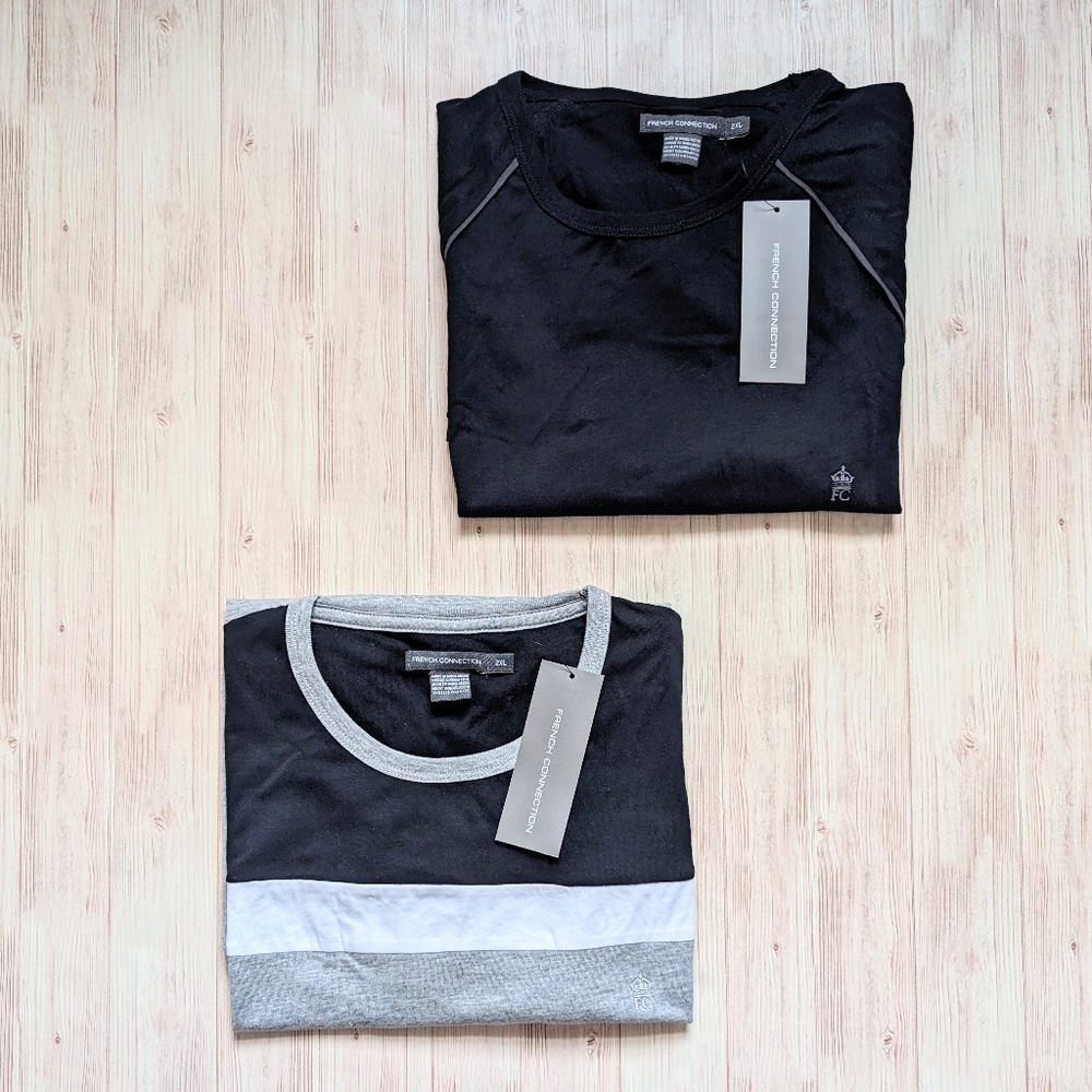 🆕 2pcs French Connection Men's Plus 100% Cotton T-Shirt Set